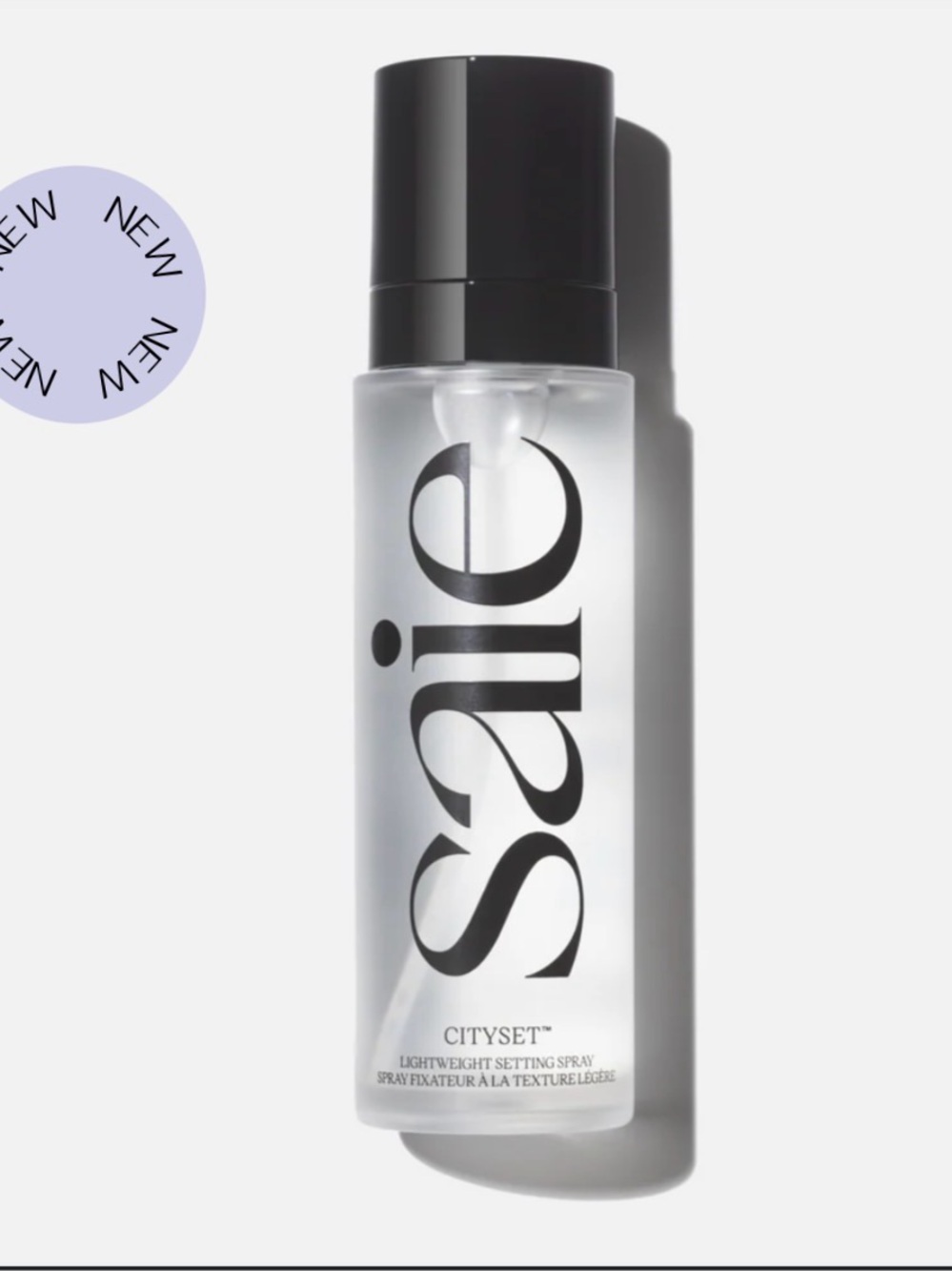 Saie Cityset Lightweight Setting Spray — Clear Bottle with Black Cap